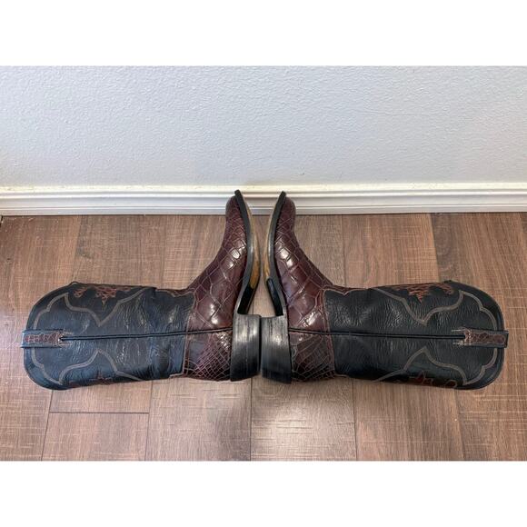 Mens Custom Made Red Brown Caiman Crocodile Western Boots 9.5 E - Picture 7 of 14